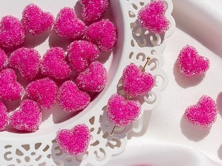 Бусина "Сахарное сердце", фуксия (1шт)