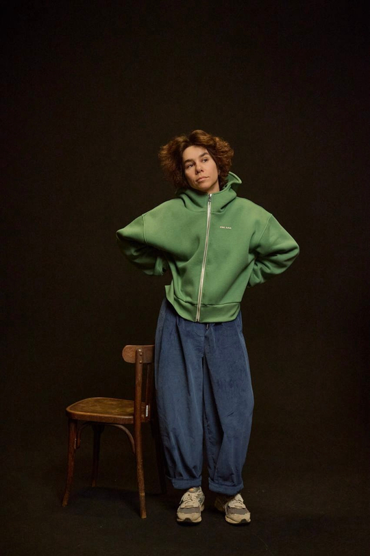 Худи на молнии укороченная с начесом, "Трава"