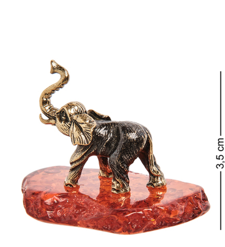 AM-1294 Фигурка «Слон тайский» (латунь, янтарь)