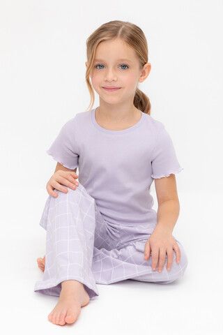 пижама  для девочки  К 1636/лепесток орхидеи,двойная клетка