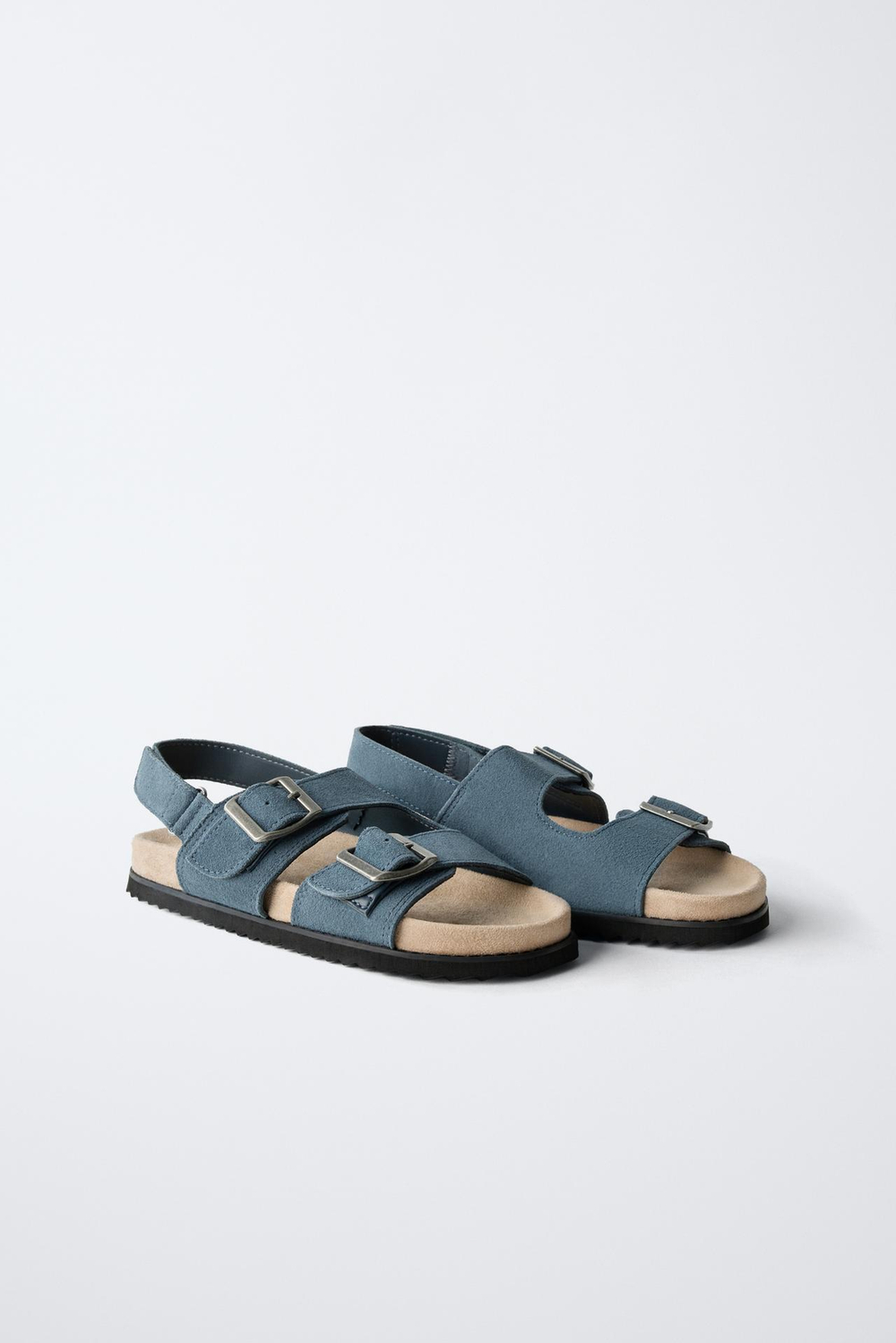 ZARA КОЖАНЫЕ САНДАЛИИ С ПРЯЖКАМИ, СИНИЙ