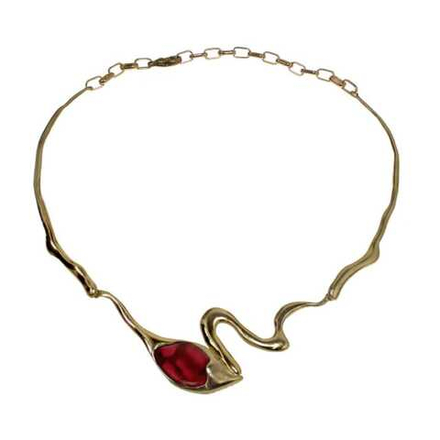 Колье лист красный