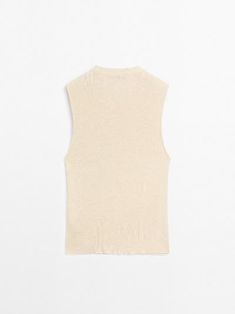 Massimo Dutti Топ в рубчик с воротником, бежевый