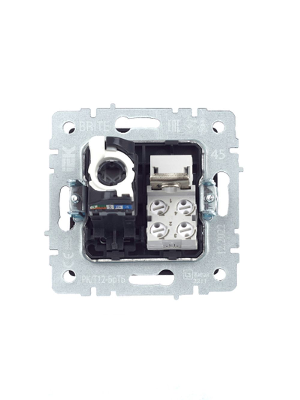 BRITE Розетка двойная RJ11+RJ45 кат.5E РК/Т12-БрТБ темная бронза IEK