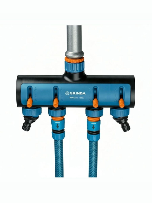 Поливочный распределитель GRINDA PROLine TS-4 четырехканальный, с внутренней резьбой 3/4"-1"