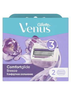 VENUS Breeze Бритва с 2 сменными кассетами (cо встр. полосками с гелем для бритья)