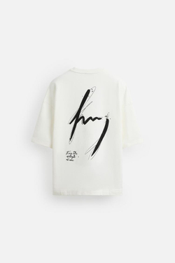 ZARA ТОЛСТОВКА С КОНТРАСТНЫМ ПРИНТОМ, БЕЛЫЙ