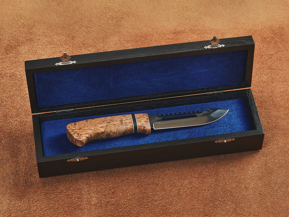 Рыбацкий нож "Барракуда", сталь AUS 8, рукоять стабилизированная карельская береза