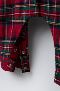 ZARA КОМБИНЕЗОН ИЗ ФЛАНЕЛИ В КЛЕТКУ, КРАСНЫЙ