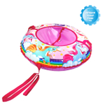 Санки-ватрушка (тюбинг) СКОЛЬЗЯШИ ЗВЕЗДНЫЕ ЕДИНОРОГИ на молнии D-0,95м С РИС (верхБАНЕР+низТЕНТПВХ 550 г/кв.м, усилен камера) ДО 95 кг