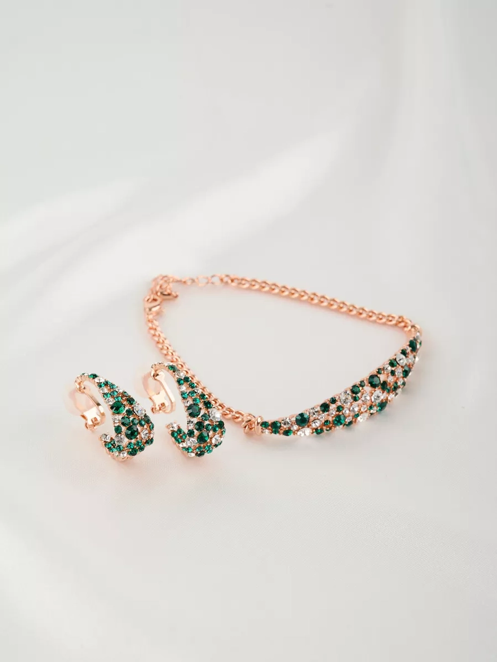 Браслет Россыпь из зеленых камней Swarovski