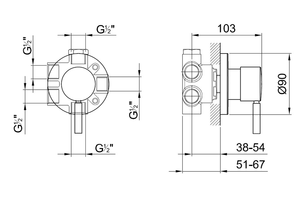 Fantini Встраиваемая часть дивертера на 3 выхода 19 00 1679A