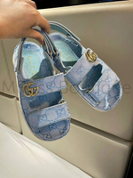 Женские сандалии Gucci GG голубого цвета с узорами