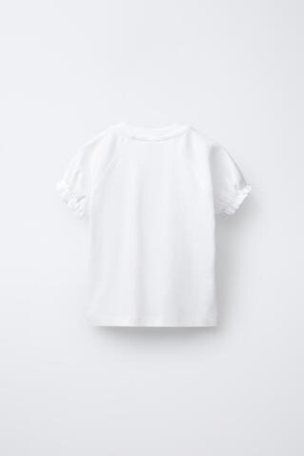 ZARA ФУТБОЛКА С ПРИНТОМ «ВИШНИ», БЕЛЫЙ