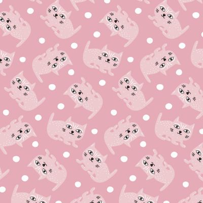 Buy baby fabric cute cats pale pink