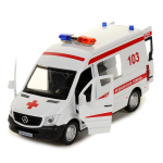 Модель ин. мет. "Mercedes-Benz Sprinter. Скорая помощь" 14см. свет-звук, двер, белая, коробка SPRINTERV
