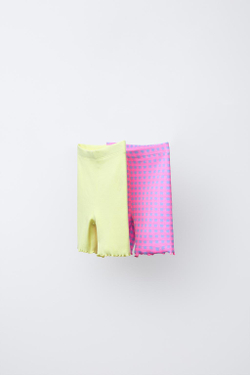 ZARA НАБОР ИЗ 2 ВЕЛОСИПЕДОК С ПРИНТОМ, ЖЕЛТЫЙ