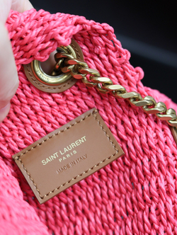Saint Laurent Kate Medium Supple Chain Bag in Raffia 28 cm