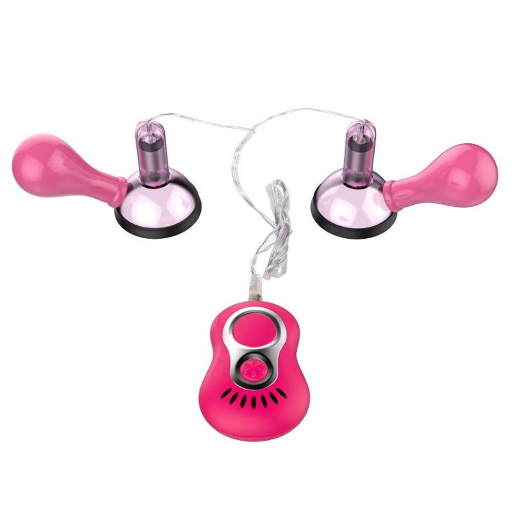 Розовые присоски-вибромассажеры для сосков