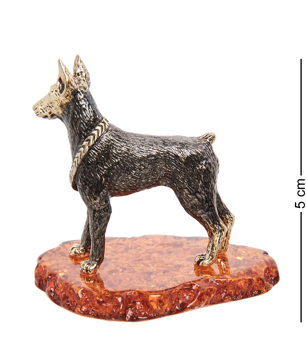 Народные промыслы AM-1304 Фигурка «Доберман» (латунь, янтарь)