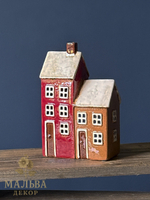 Декоративный подсвечник "Двойной домик" из керамики CAMPO Home & Garden 11,5x7xH18 см