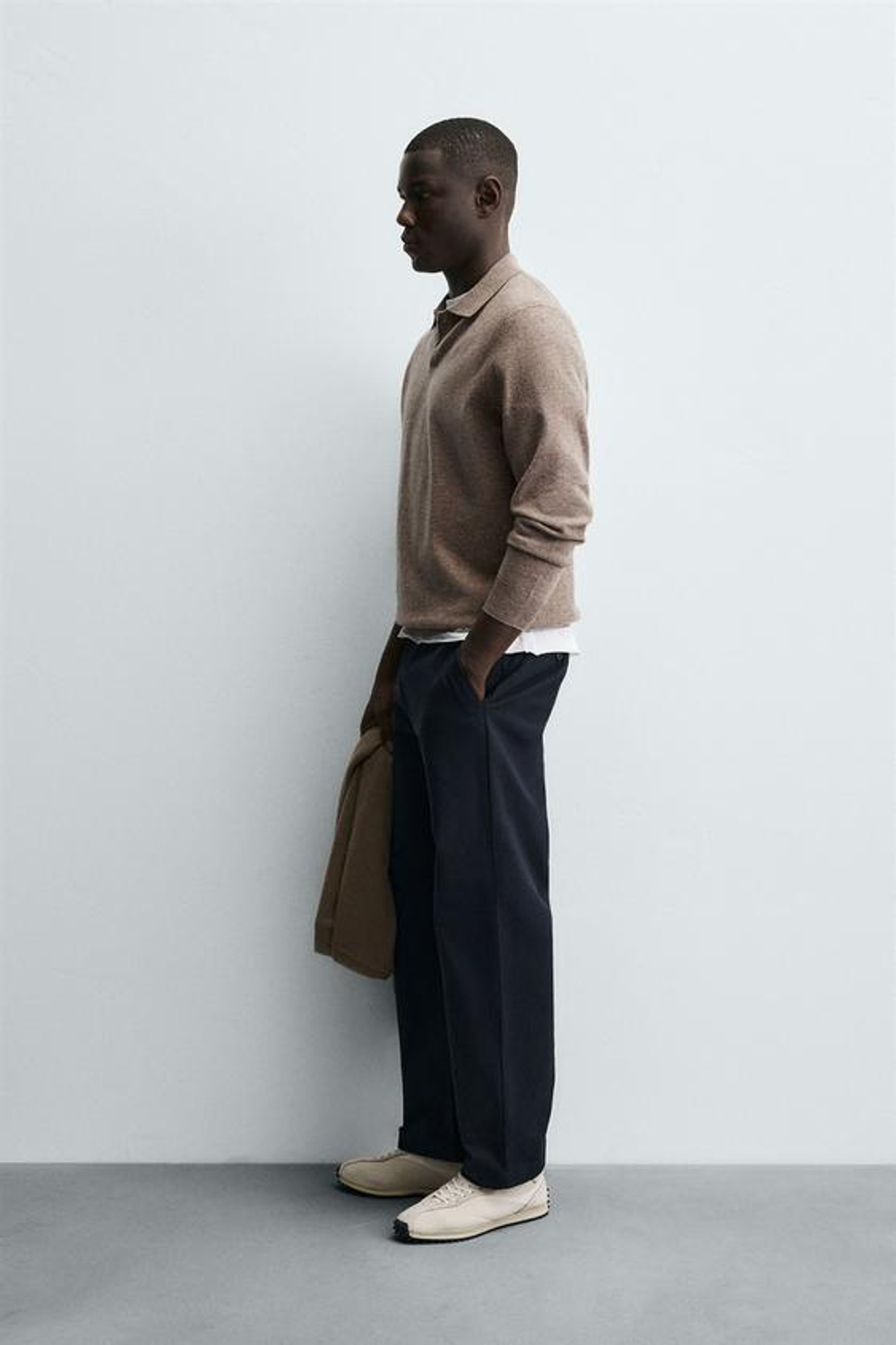 ZARA БРЮКИ STRAIGHT FIT ИЗ ТКАНИ С УЗОРОМ, МОРСКОЙ СИНИЙ