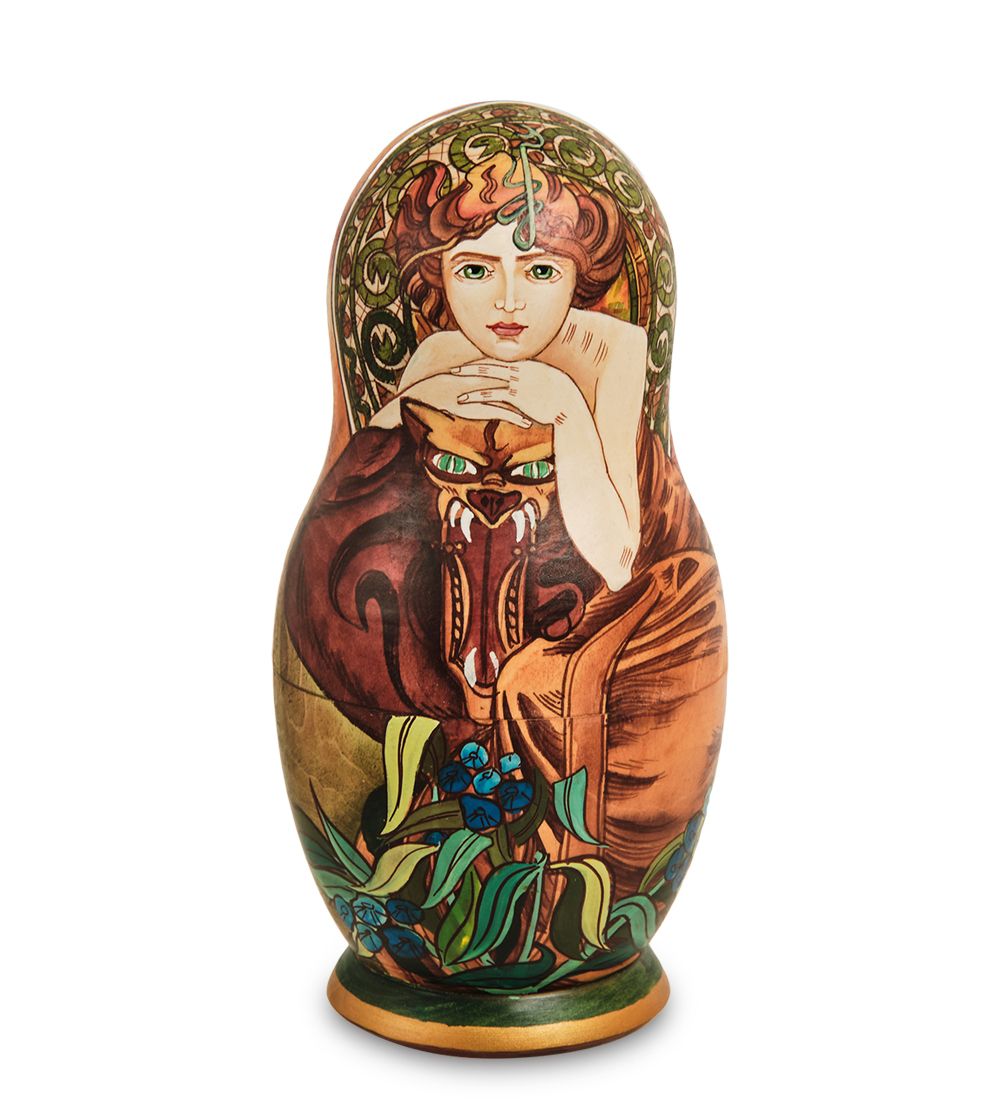 Народные промыслы МР-16/ 5-D Матрешка 5м «Альфонс Муха - Драгоценные камни. Изумруд»