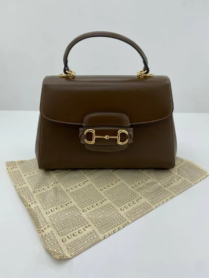 Женская мини-сумка Gucci Horsebit 1955 коричневый