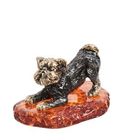 AM-1748 Фигурка «Бельгийский гриффон» (латунь, янтарь)