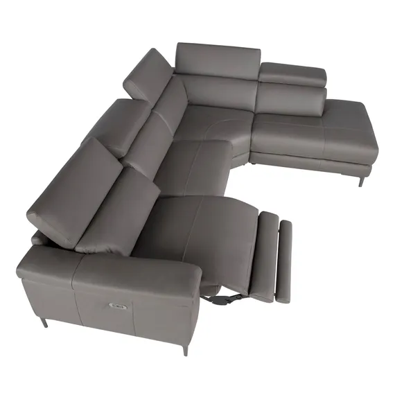 Угловой диван с реклайнером Angel Cerda 5320-R, серая кожа