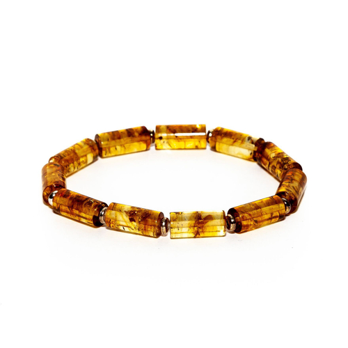 Браслет из натурального янтаря, бусины 15 на 7 мм, размер. Янтарный браслет из Калининграда