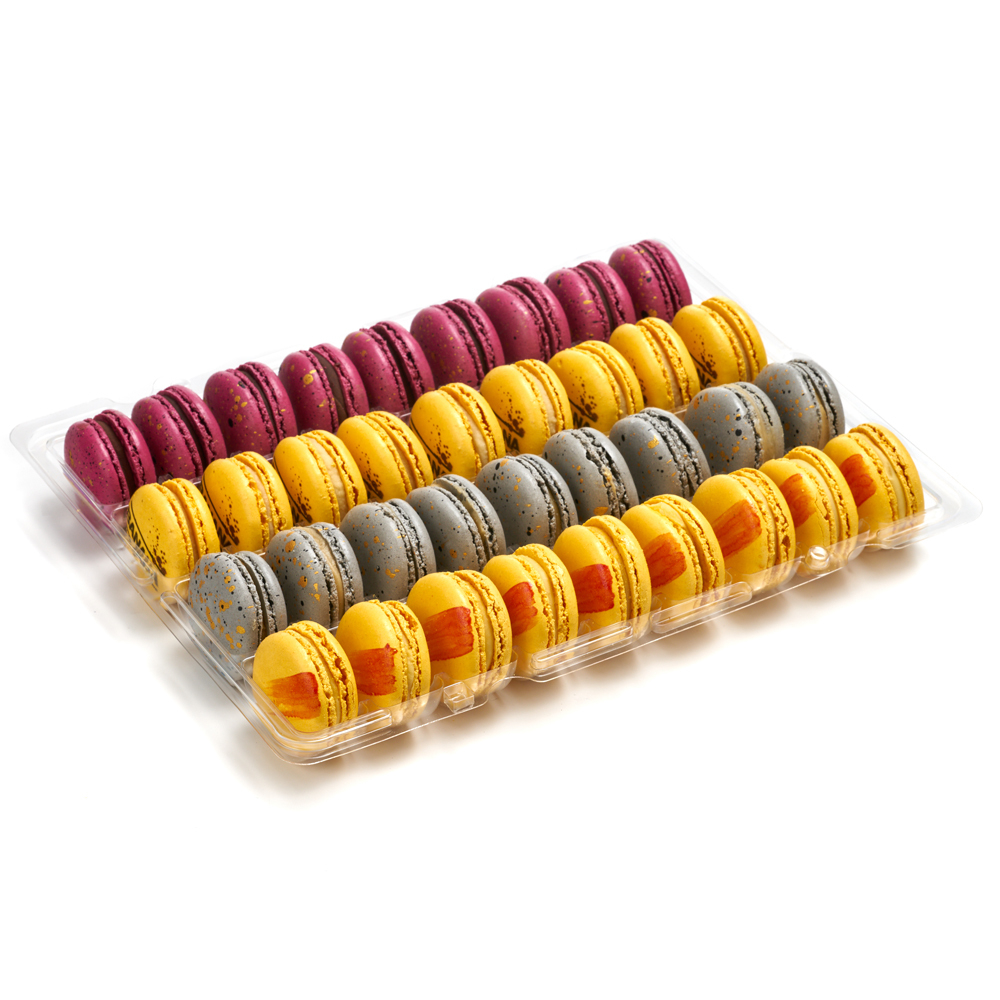 Пирожные "МАКАРОНС" 36шт (вишня, соленая карамель, банан, манго-маракуйя)