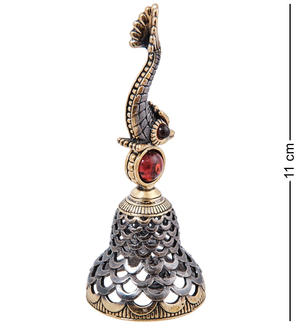 AM- 588 Колокольчик «Рыба Чешуя « (латунь, янтарь)