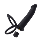 Черная вибронасадка на пенис для двойного проникновения 19см ToyFa Black&Red 901412-5