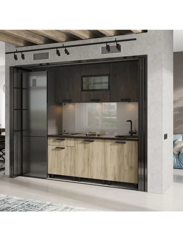 Кухня Эдинбург 1.8, железный камень/дуб крафт серый со столешницей