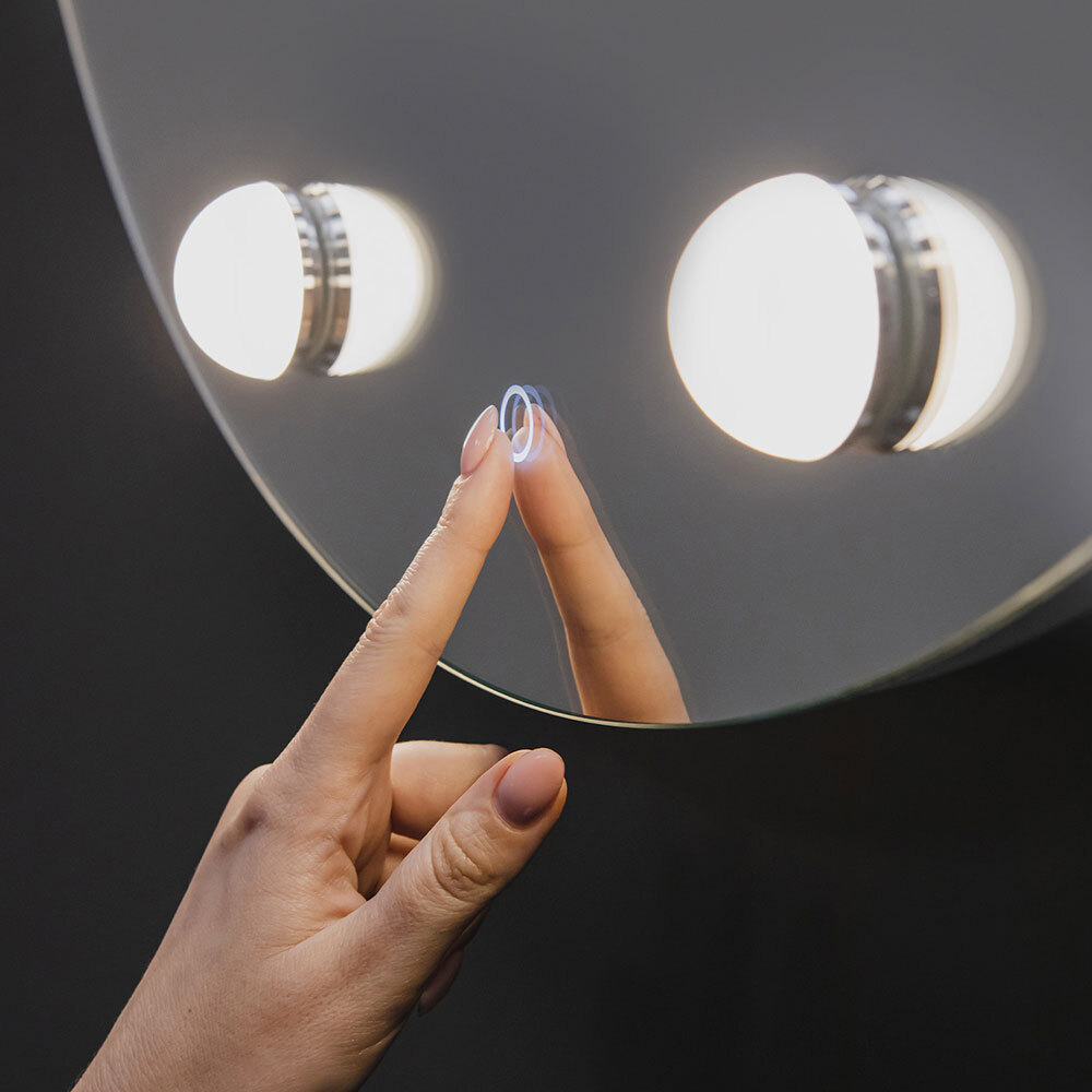 Гримерное зеркало с подсветкой Шарлиз, 77 см (сенсорный выключатель, 8 ламп в комплекте, смена цвета)