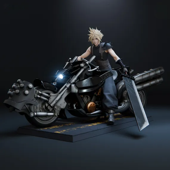 Cloud on a motorcycle - Final Fantasy