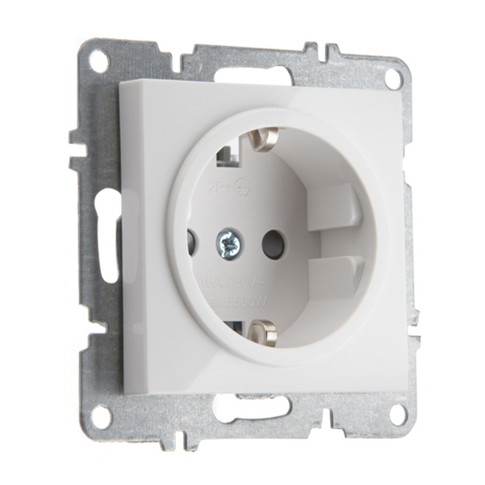 Розетка с заземлением ARVIA Electric, со шторками, 16А 250В, белая 50011000243