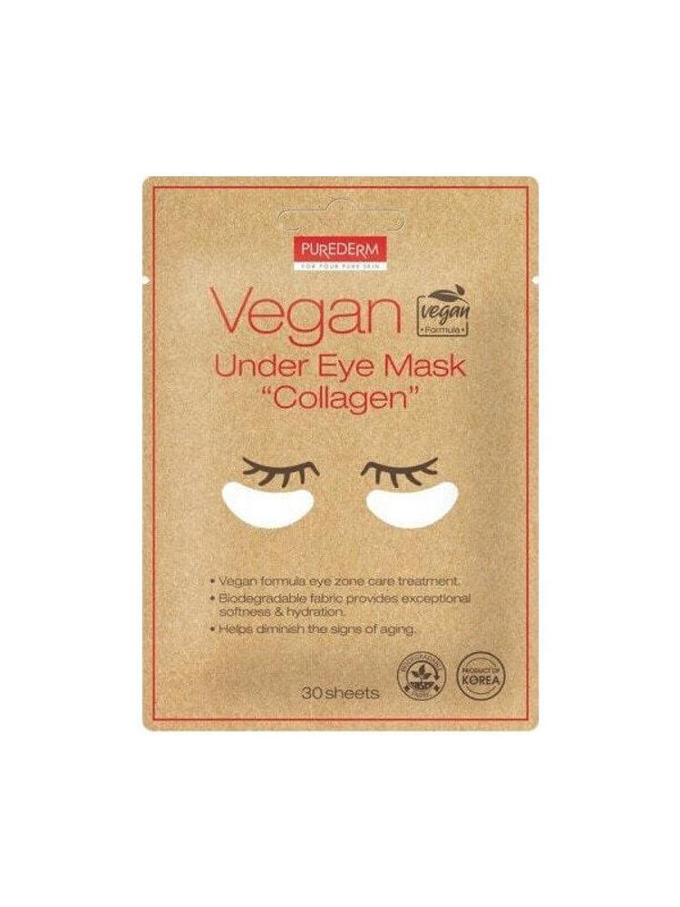 Маски Purederm Vegan Under Eye Mask wegańskie płatki pod oczy z kolagenem 30szt