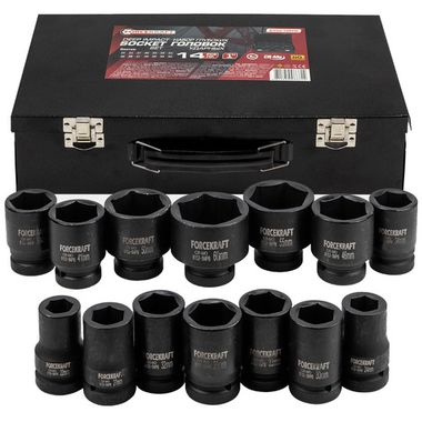 Набор головок ударных глубоких 1''14пр. (6гр.) (22,24,27,30,32,33,34,36,38,41,46,50,55,60мм) FORCEKRAFT FK-8152-5MPB