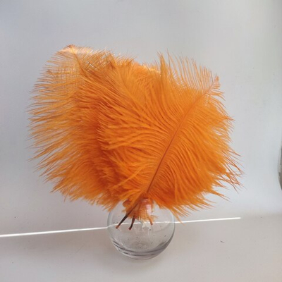 Перо страуса оранжевое 10 - 15 см.