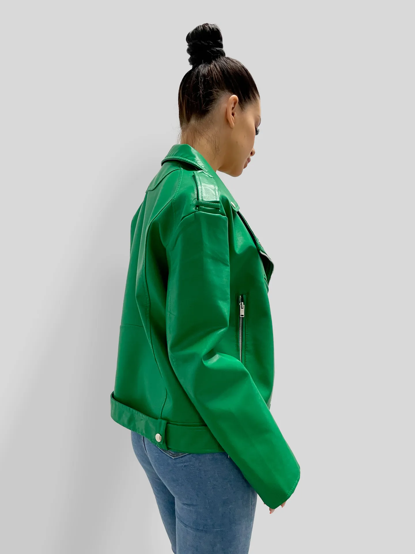 Косуха Aftf Basic 2159 с тремя карманами на молнии и поясом в комплекте\Зеленый недорого