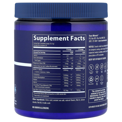 Trace, после тренировки, восстанавливающий порошок, со вкусом клубничного лимонада, 306 г (10,8 унции)