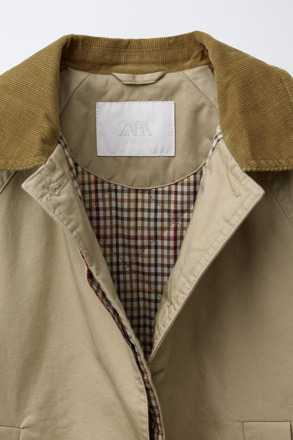 ZARA ТРЕНЧ С ВЕЛЬВЕТОВЫМ ВОРОТНИКОМ, БЕЖЕВЫЙ