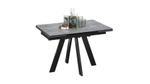 Стол кухонный обеденный раздвижной Черный муар/Керамика матовая серый мрамор 120(180)х80х77 см