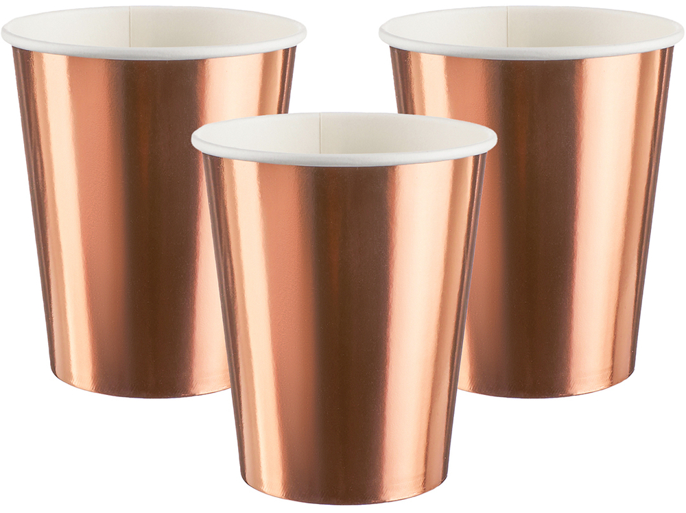 Стаканы бумажные в цвете розовое золото, металлик, 250 мл, 6 шт