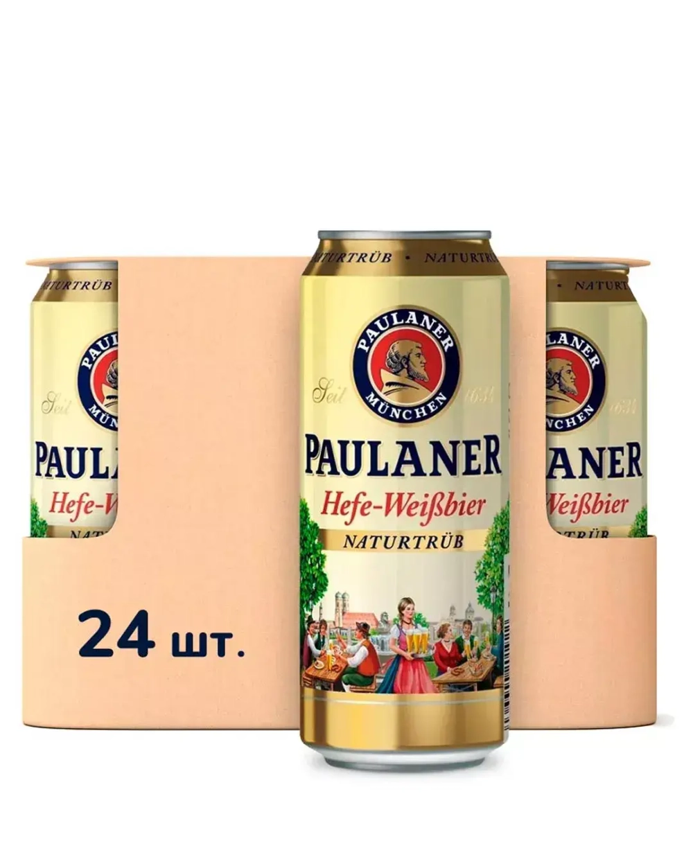 Paulaner Hefe-weissbier Naturtrub 0,5 л. в банке  24 шт. (Коробка)