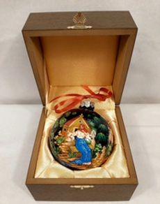 Шар новогодний (круговая роспись Палех) "Золотая рыбка" в футляре