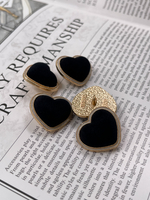 Пуговицы Сердечки бархатные черные