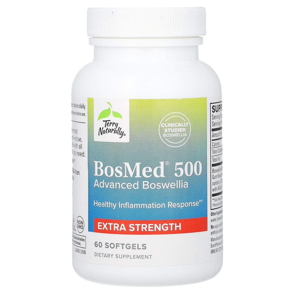 Terry Naturally, BosMed 500, босвеллия повышенной эффективности, 60 мягких таблеток (500 мг в каждой капсуле)
